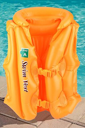 18-30 kg Şişme Can Yeleği Swimvest Havuz Deniz Yüzme Yeleği Yüzücü Destek Yelek 60 cm Turuncu