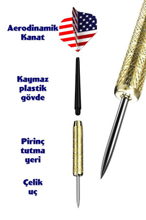 18" İnç Semi-Profesyonel Büyük Boy Dart Seti 6 Oklu Çift Taraflı Kalın Dart Tahtası Metal Dart 45 cm