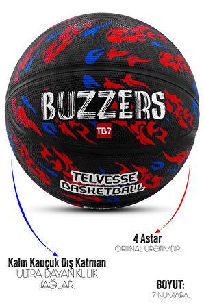 Telvesse TB500 Buzzers Basketbol Topu Grafiti Kauçuk Dayanıklı Deep Channel Kabartmalı No:7