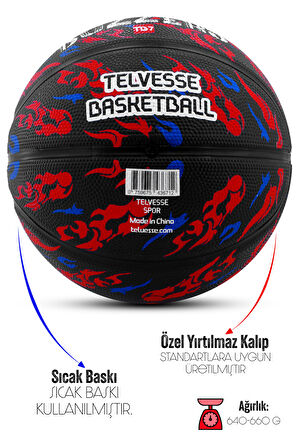 Telvesse TB500 Buzzers Basketbol Topu Grafiti Kauçuk Dayanıklı Deep Channel Kabartmalı No:7