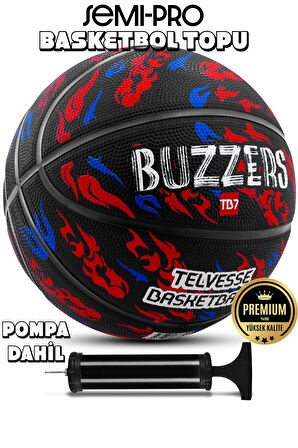 Telvesse TB-500 Buzzers Basketbol Topu Pompalı Grafiti Kauçuk Dayanıklı Deep Channel Kabartma 7 NO