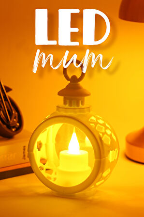 Retro Led Mum Yuvarlak Gaz Lambası Pilli Dumansız Mum Işıldak Yapay Mum Dekor Lambası Beyaz V416