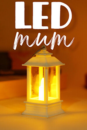 Led Mum Mini Dörtgen Tip Pil Dahil Dumansız Alev Ledli Yapay Dekoratif Mum Dekor Işığı BEYAZ PT434