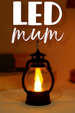 Led Mum Mini Kamp Tipi Pil Dahil Dumansız Alev Ledli Yapay Dekoratif Mum Dekor Işığı SİYAH PT430