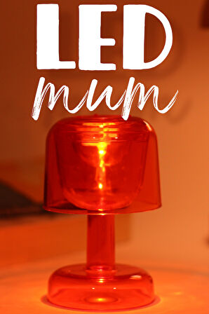 Led Mum İskandinav Tip Pil Dahil Dumansız Alev Ledli Yapay Dekoratif Mum Dekor Işığı Kırmızı PT428