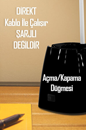 Masa Lambası Kalemlikli Telefon Tutuculu Kablolu LED Ders Çalışma Lambası Kitap Okuma Işığı Siyah