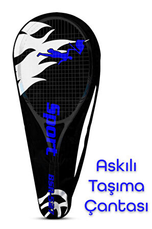 Deluxe 27 İnç Tenis Raketi Çantalı Yetişkin Tennis Racket L2 Grip 68 cm Mavi 527