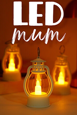 3 ADET Led Mum Mini Kamp Tipi Pil Dahil Dumansız Alev Ledli Yapay Dekoratif Mum Işığı BEYAZ PT430