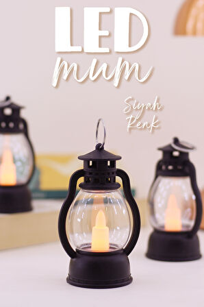 3 ADET Led Mum Mini Kamp Tipi Pil Dahil Dumansız Alev Ledli Yapay Dekoratif Mum Işığı SİYAH PT430