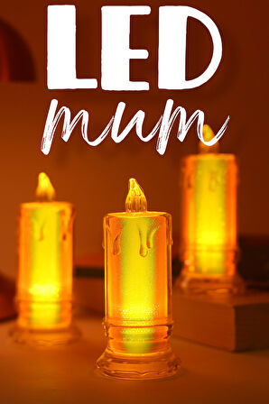 3 ADET Led Mum Simli Tipi Pil Dahil Dumansız Alev Ledli Yapay Dekoratif Mum Işığı BÜYÜK PT423