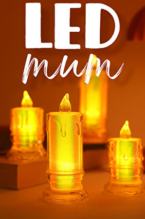 4 ADET Led Mum Simli Tipi Pil Dahil Dumansız Alev Ledli Yapay Dekoratif Mum Işığı PT421-23