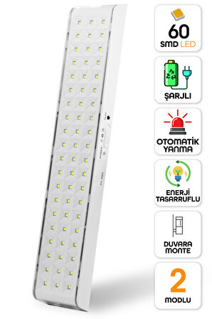 60 LED Şarjlı Işıldak Ev Kamp Lambası Gece Otomatik Yanan Fener 2 Kademeli Elektrikli El Feneri 3002