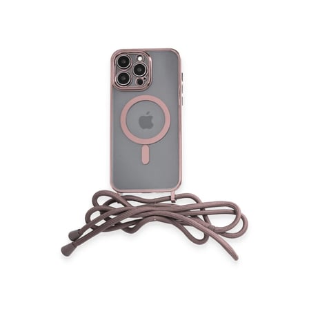 Apple iPhone 13 Pro Max Kılıf Divo Lazer Askılı Magsafe Kapak - Pembe