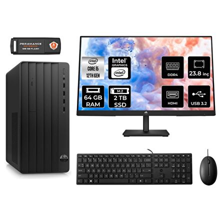 HP PRO TOWER 290 G9 i5 12500 64GB RAM 2TB SSD FDOS 6D3A5EA MASAÜSTÜ PC & 23.8'' MONİTÖR