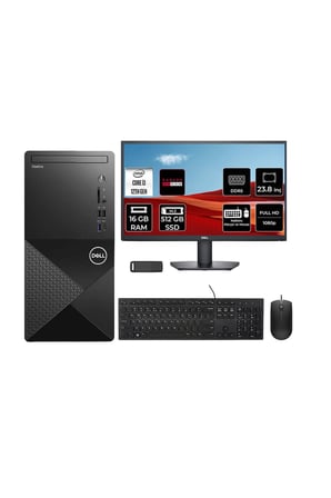 Vostro 3030MT Core i3 12100 RX 550 4GB 16GB RAM 512GB SSD 23.8" FHD FreeDOS N6001VDT3030MTP661 Masaüstü Bilgisayar + PER4 USB Bellek