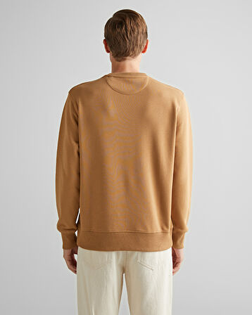 GANT Erkek Kahverengi Regular Fit Bisiklet Yaka Sweatshirt