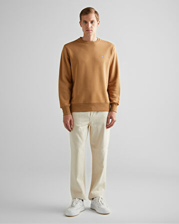 GANT Erkek Kahverengi Regular Fit Bisiklet Yaka Sweatshirt