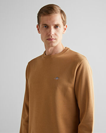 GANT Erkek Kahverengi Regular Fit Bisiklet Yaka Sweatshirt