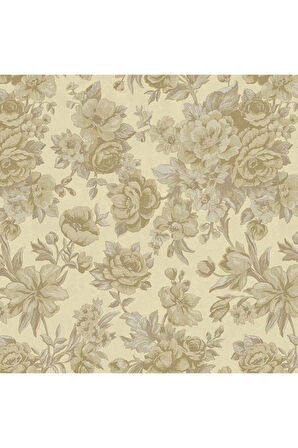 Çiçek Açan Güller ve Çiçek Desenli Duvar Kağıdı, Gri, Açık - Ephes 5806-1, 10,60 M²