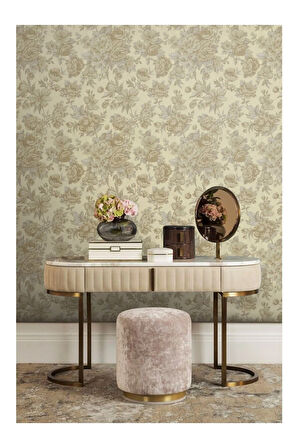 Çiçek Açan Güller ve Çiçek Desenli Duvar Kağıdı, Gri, Açık - Ephes 5806-1, 10,60 M²