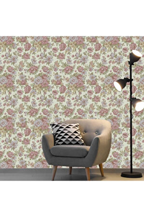 Çiçek Açan Güller ve Çiçek Desenli Duvar Kağıdı (Ephes 5806-4, 1.06x10 m - 10.6 m²)