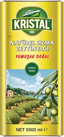 Kristal Soğuk Sıkım Yumuşak Doğal Naturel Sızma Zeytinyağı Teneke 5 L