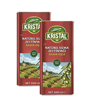 Kristal Dolgun Güçlü Naturel Sızma Zeytinyağı Teneke 2 x 5 L