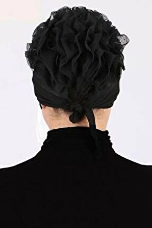 Kadın Siyah Penye Topuz Bone