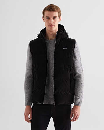 GANT Erkek Siyah Kapüşonlu Yelek