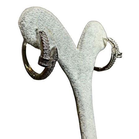 Uretti - İREM 3914 Zirkon Taşlı Çivi Model Çelik Küpe