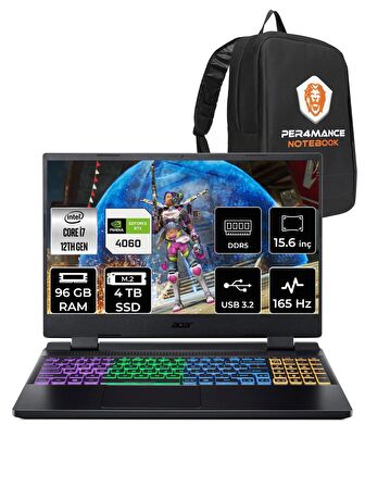 ACER Nitro 5 i7 12700H 96GB 4TB SSD RTX4060/8GB 165HZ 15.6" FHD FDOS NH.QM0EY.002 & PER4 ÇANTA