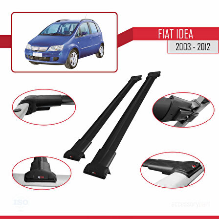Fiat Idea 2003-2012 Arası ile Uyumlu FLY Model Ara Atkı Tavan Barı Siyah 2 Adet