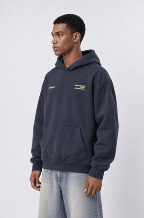 Erkek notbasic Baskılı Oversize Hoodie Lacivert
