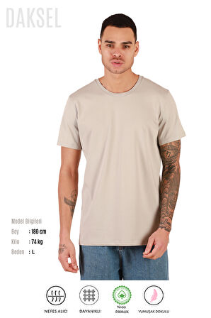 Erkek Siyah Gri Beyaz %100 Pamuk'lu 3'lü Relax Fit Kesim Daksel Tişört Paketi