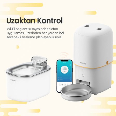 Haustier PWF Akıllı Beslenme İstasyonu, Akıllı Kedi Mama Kabı & Kedi Su Sebili İkisi Bir Arada Avantaj Set, PF02 Akıllı Mama Kabı, WF007L Otomatik Kedi Su Sebili, Combo Set Beyaz
