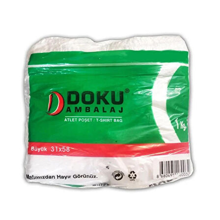 Doku Ambalaj Atlet Poşet 31x58 cm Büyük Boy 1 kg x 5 Adet (5 kg)