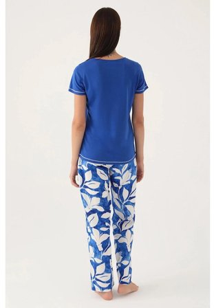 Pierre Cardin Kadın Pijama Takımı Saks Mavisi Kısa Kol M Beden