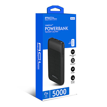 P W-02 5000 mAh Hızlı Şarj Powerbank