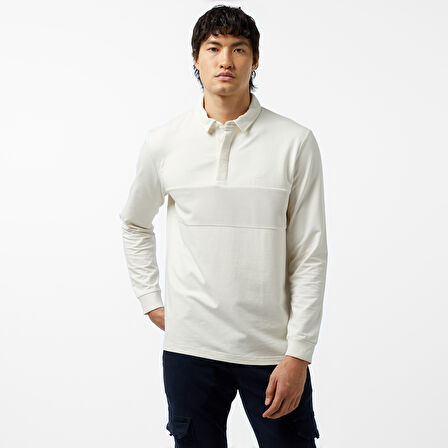 Nautica Erkek Kırık Beyaz Uzun Kollu Polo Yaka T-Shirt