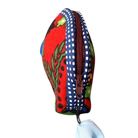 Uretti - Sibel 2453 6921 El Yapımı Pazen Kumaş Mavi Süslü Mini Cüzdan