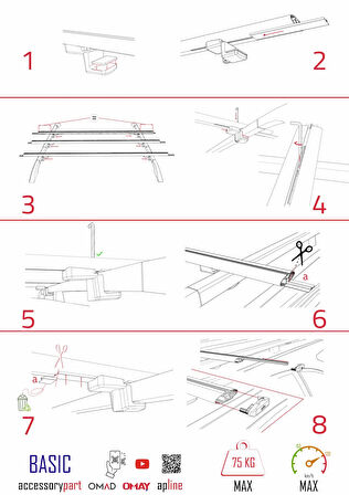 A6 (C7) Allroad 2012-2015 Arası ile Uyumlu BASIC Model Ara Atkı Tavan Barı Gri 3 Adet