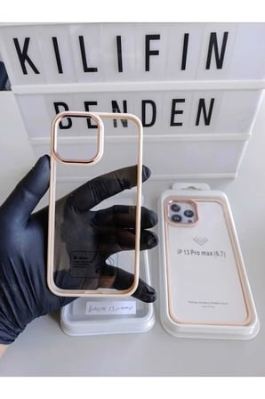 İphone 13 Pro Max Şeffaf Mika Kenarları Renkli Kılıf Modeli