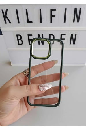 İphone 13 / 14 Uyumlu Şeffaf Vakumlu Kenarları Renkli Kılıf Modeli