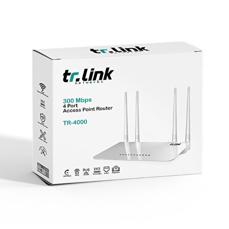 Gaman Tr-link 300 Mbps 4 Port 4 Antenli Access Point Router Tr-4000 Türkçe Menü Kolay Kurulum