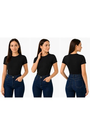Body Bisiklet Yaka Yarım Kol örme kumaş viskon body kadın 3 lü paket