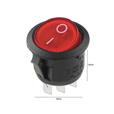 16mm On-Off Power Yuvarlak Switch Anahtar 3 Pin