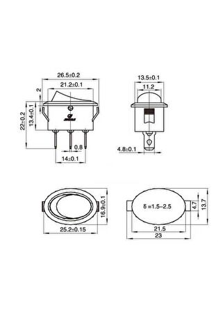 Kcd1-3 Oval Işıklı On/Off Anahtar 3 Pin Ic-134B