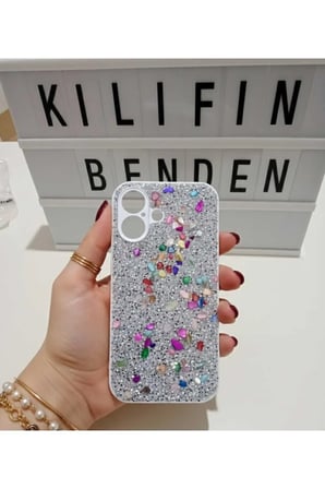 İphone 16 Taşlı Simli Kılıf Modeli