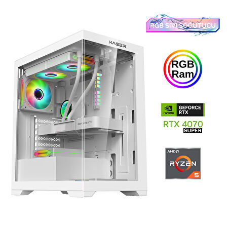 Xaser Xsr819 Ryzen 5 5600 16GB Ram 512GB M.2 NVMe SSD 12GB RTX4070 SUPER 27"Curved 180Hz Sıvı Soğutma Oyuncu Bilgisayarı