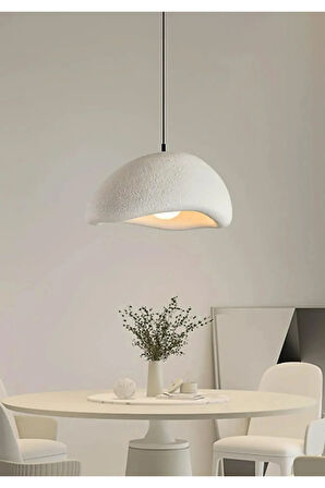 Ahşap Hobi Kutu Hediyeli Wabi Sabi Modern Iskandinav Bone Beton Dokulu Salon Avizesi Beton Avize